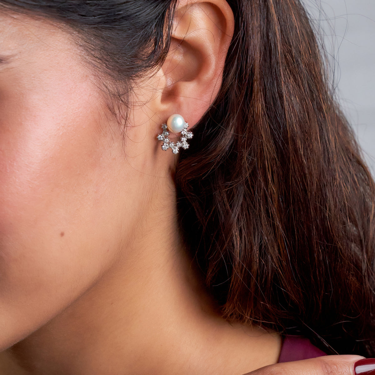 Silver Stardust Pearl Studs