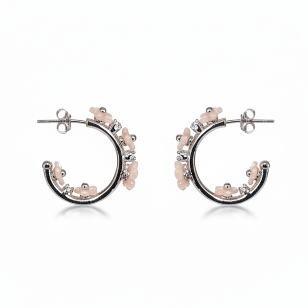 Silver Springtime Hoop Earring