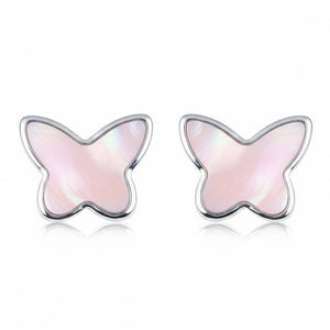 Silver Pink Mother of Pearl Studs