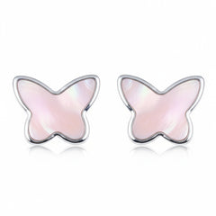 Silver Pink Mother of Pearl Studs