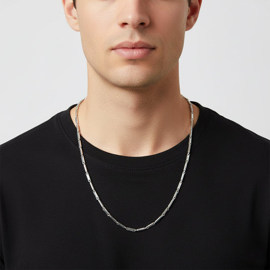 Silver Stick Bar Chain For Him