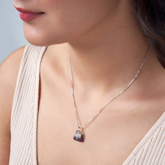 Silver Purple Handbag Charm Pendant