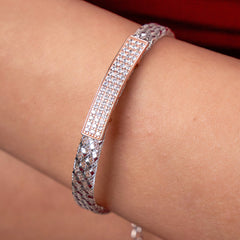 925 Silver Dual Tone Pave Bracelet