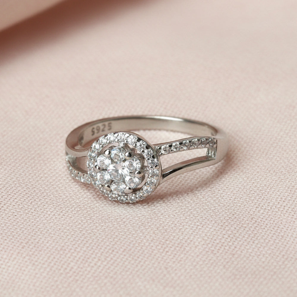 Silver Elegant Split CZ Ring For Her