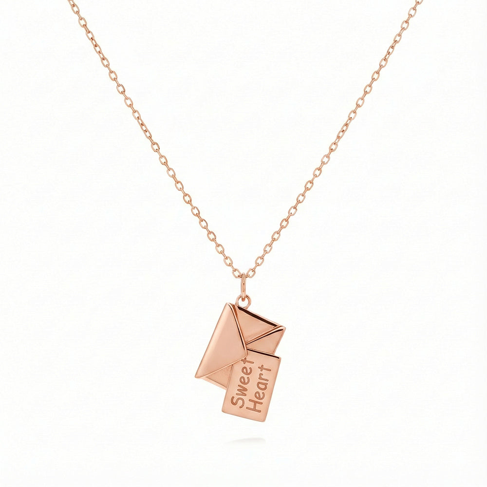 Rose gold secret message Envelope Locket pendant Necklace For her
