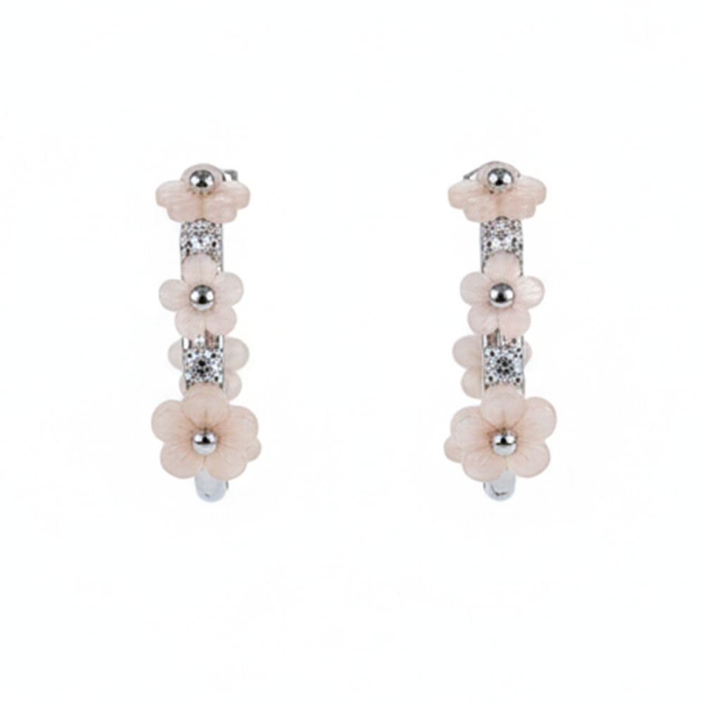 Silver Springtime Hoop Earring