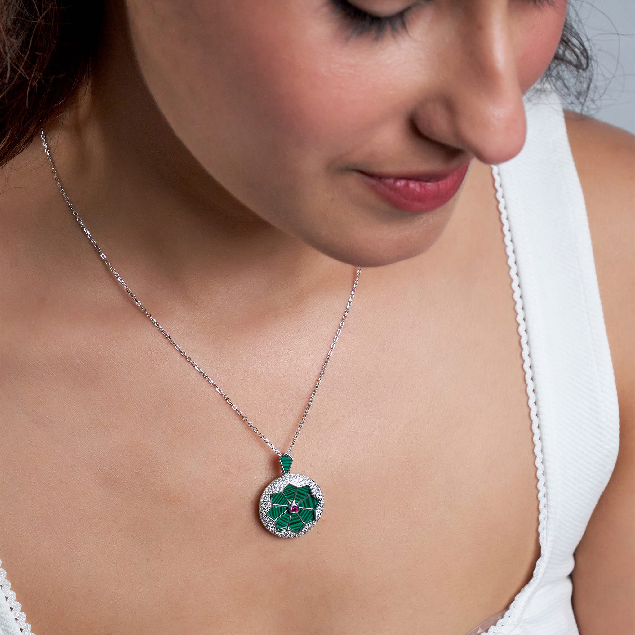 Silver Green Sparkle Pendant