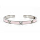 Silver Pink Enamel Open Bracelet