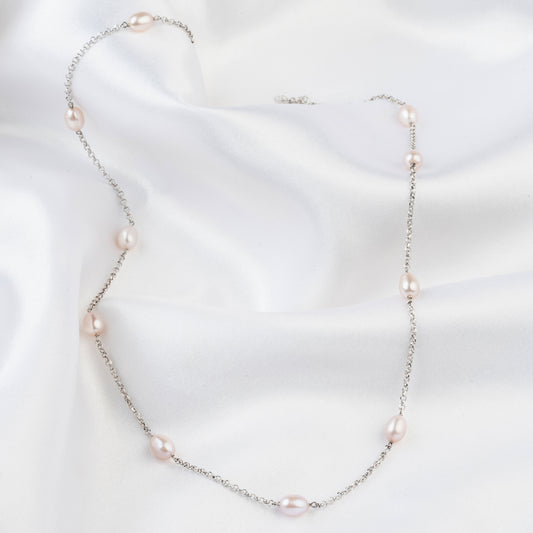 Radiant Freshwater Pearl Sterling Silver Chain