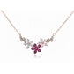 Silver Rose gold Floral Charm Necklace Chain pendant