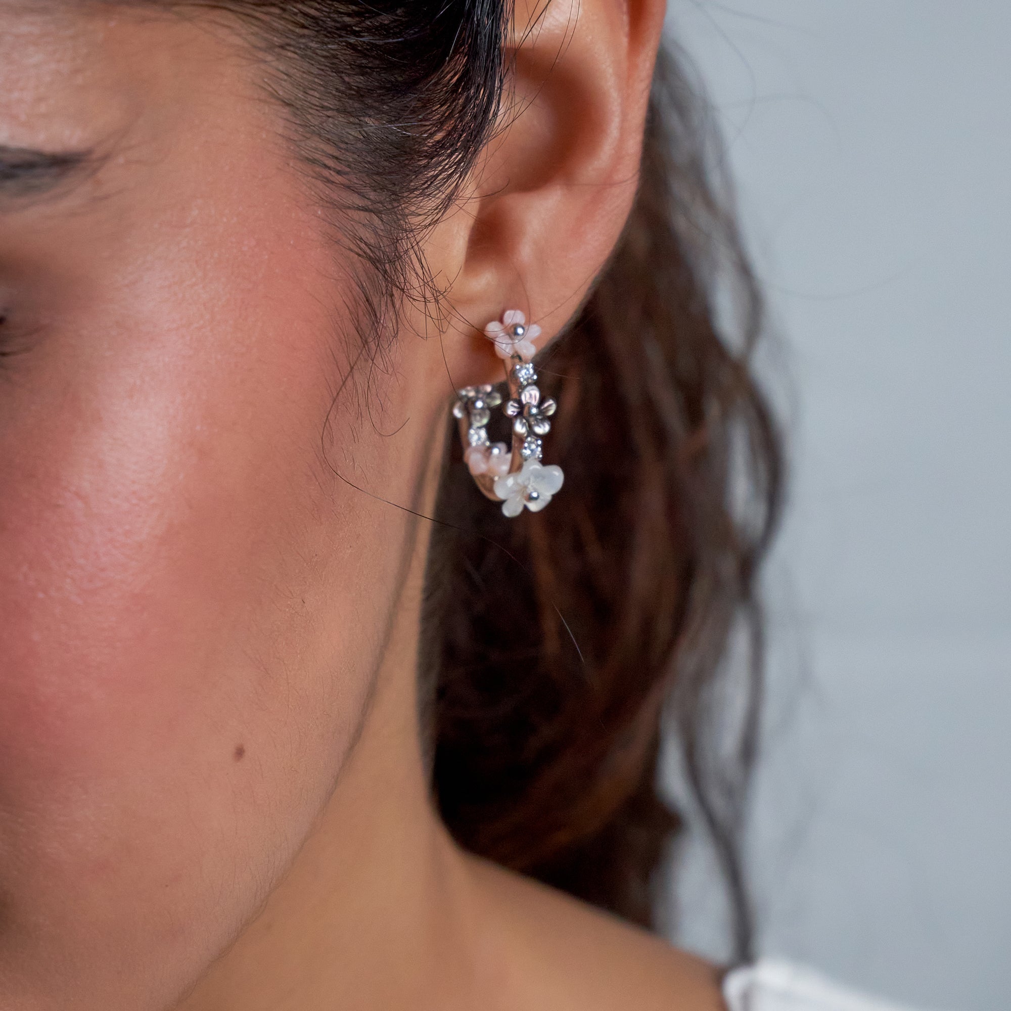 Silver Premium Floral Bali Earrings for Her