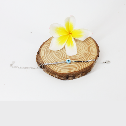 Silver Kids Evil Eye Daisy Bracelet
