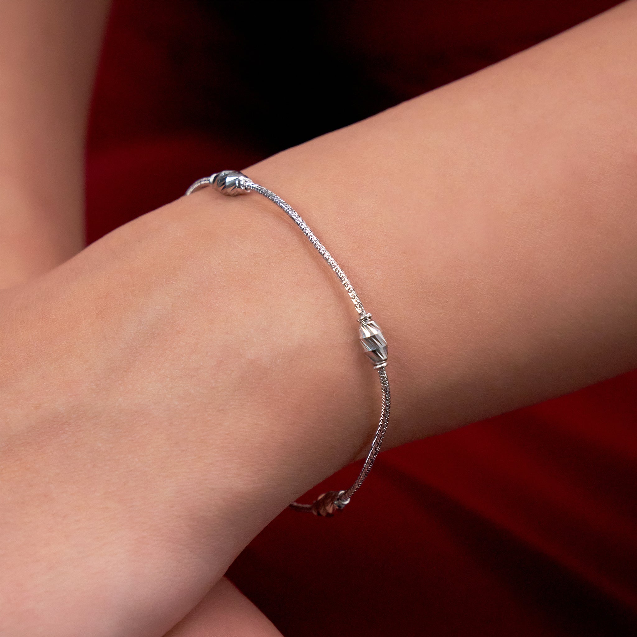 Silver Twisted Bead Bracelet