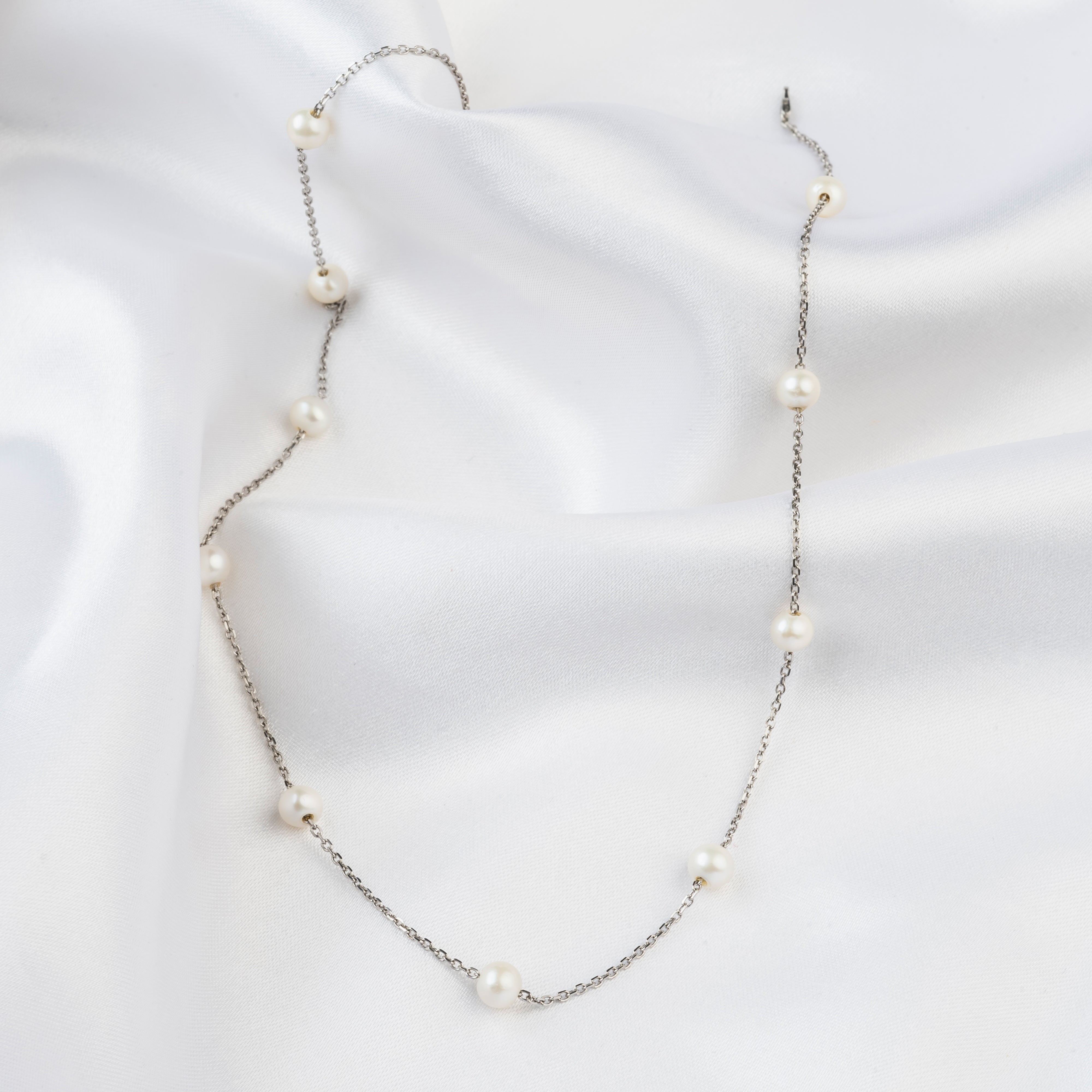 Classic Round Freshwater Pearl Sterling Silver Chain