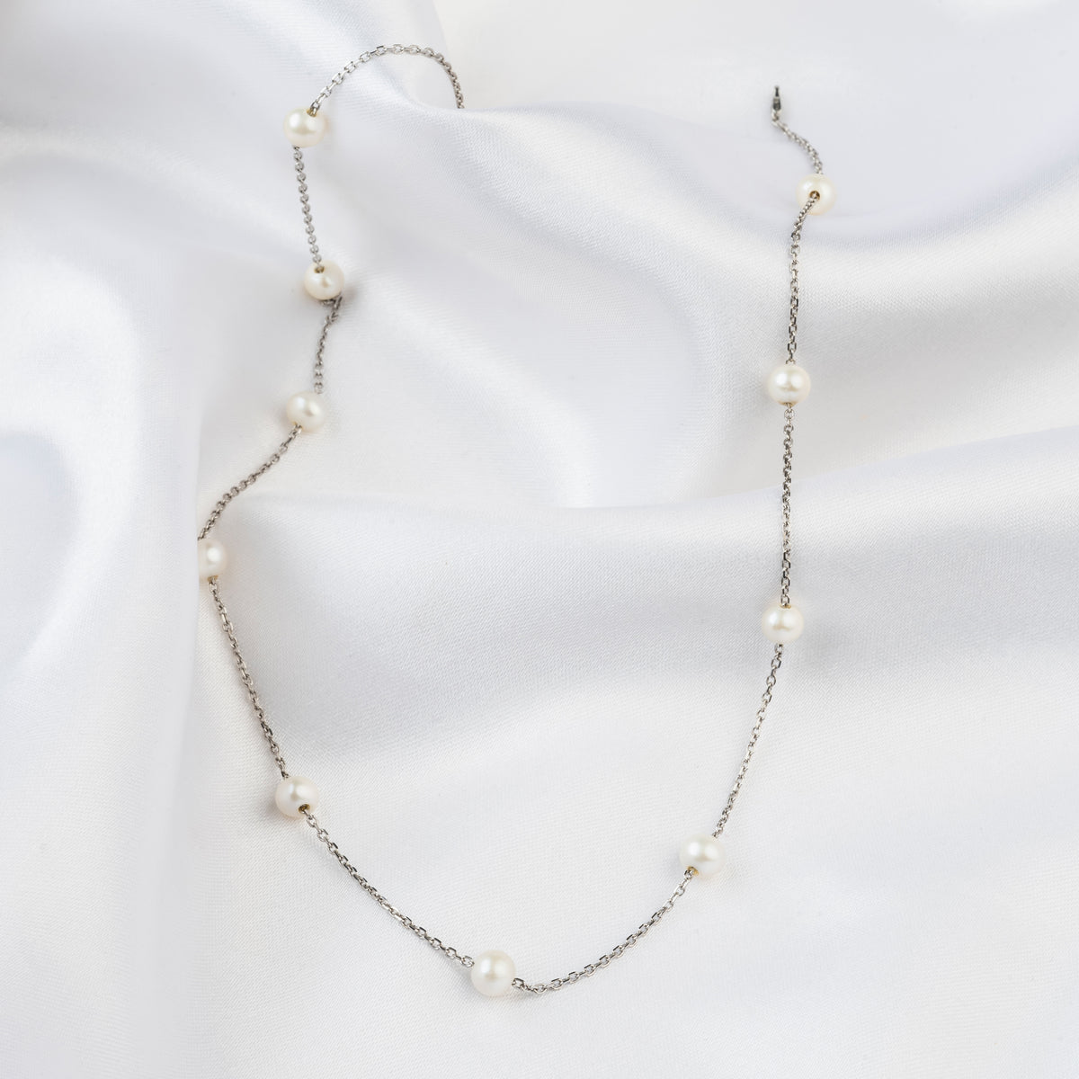 Classic Round Freshwater Pearl Sterling Silver Chain