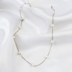 Classic Round Freshwater Pearl Sterling Silver Chain