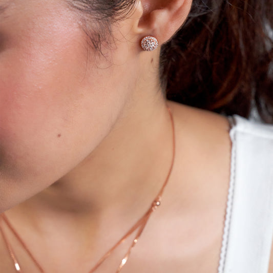 925 silver Rose gold Layered Necklace set with Earrings