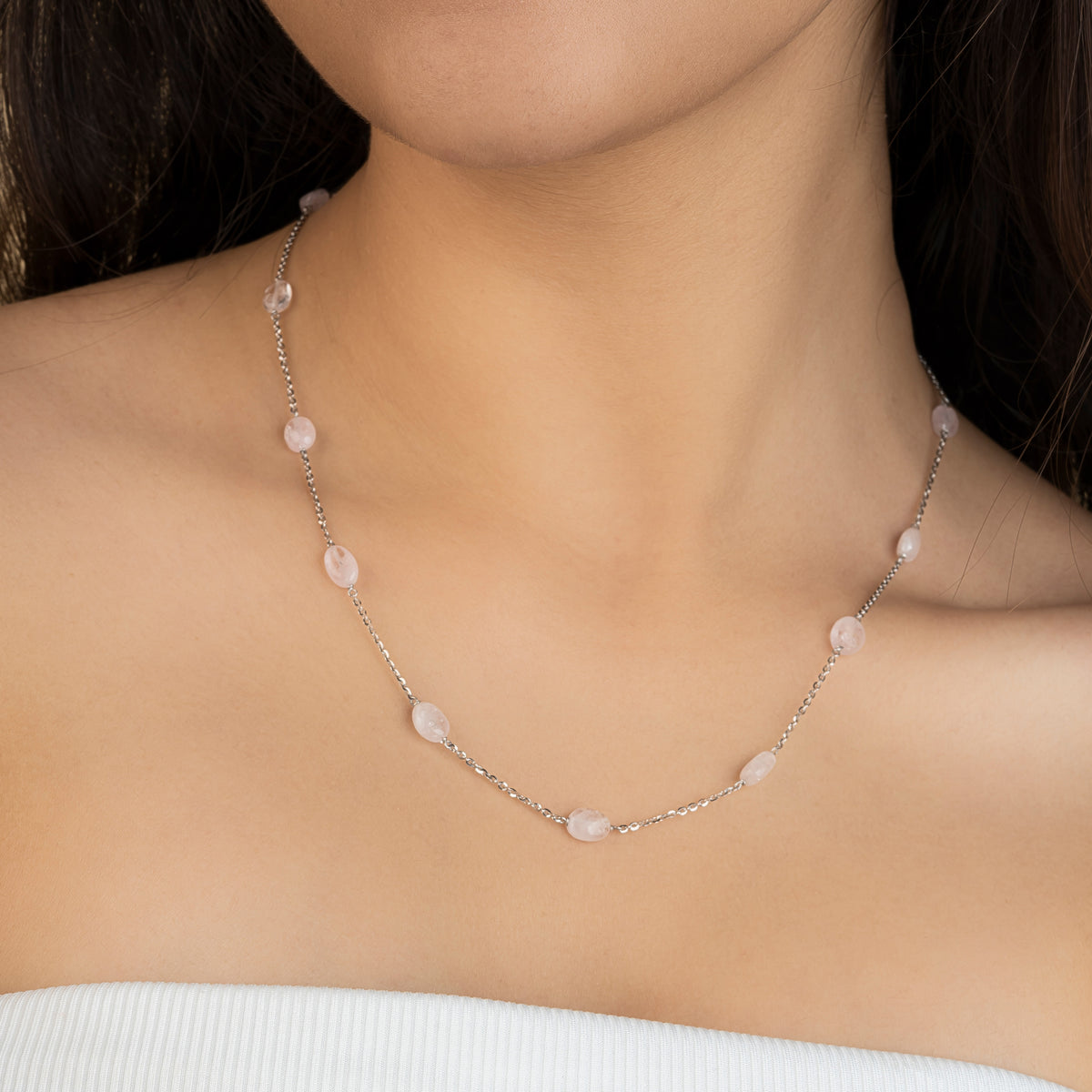 Morganite Sterling Silver Chain for her