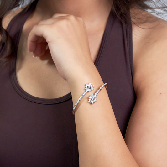 Silver Starlight Floral Bracelet For Her