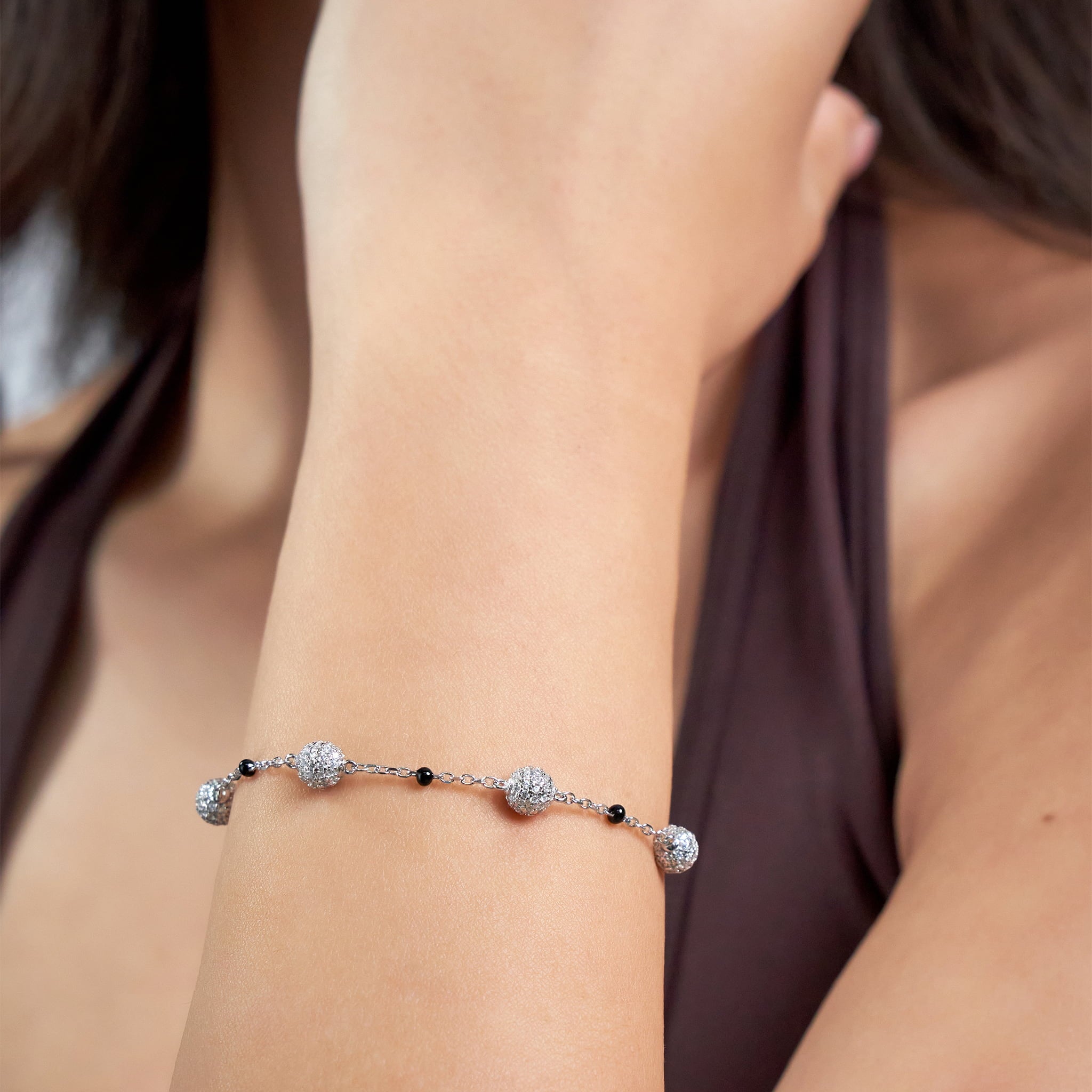 Silver Disco ball Chain Bracelet for her
