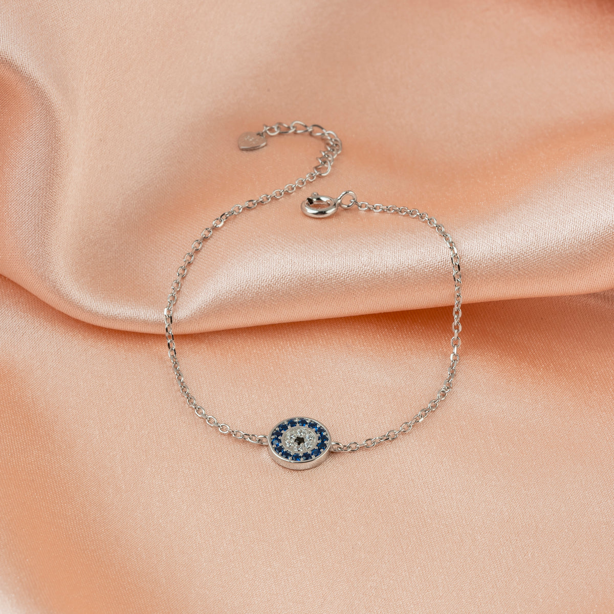 Pure Silver Celestial Halo Evil Eye Bracelet