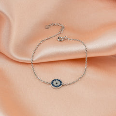 Pure Silver Celestial Halo Evil Eye Bracelet