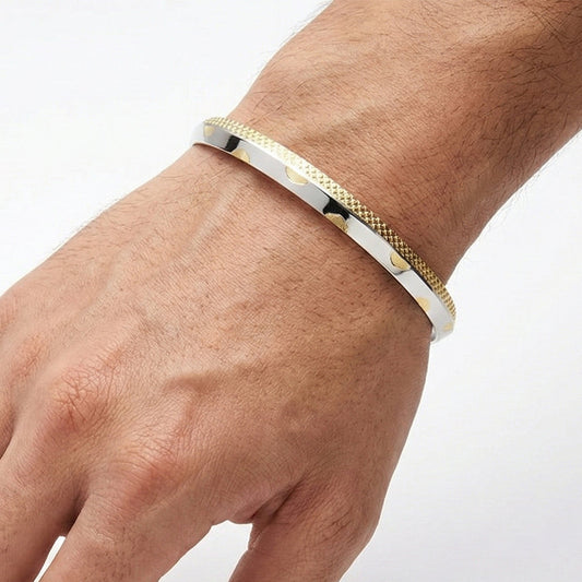 Silver Premium Gold textured Unisex Bracelet / Kada