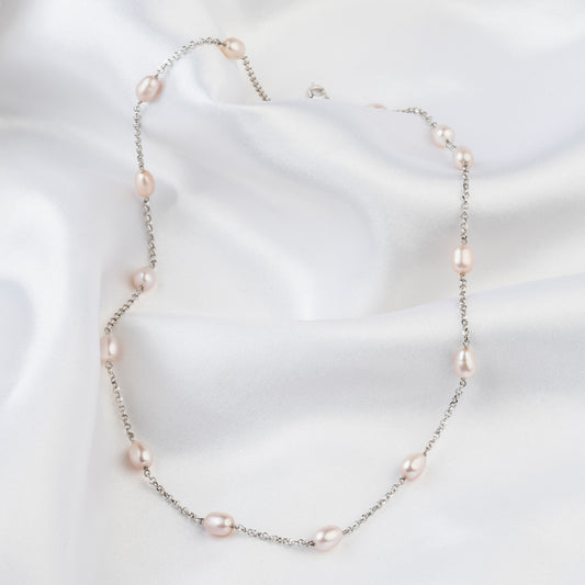Lustrous Freshwater Pearls Sterling Silver Necklace