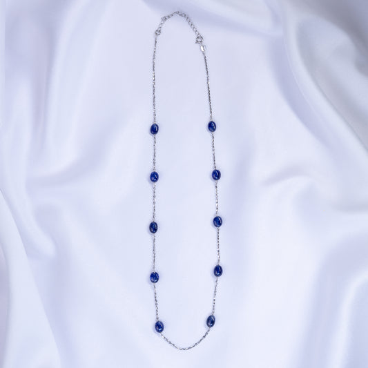 Silver Blue Sapphire chain  Necklace