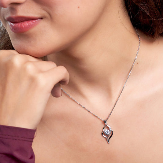 Silver Swirling heart Pendant necklace for her