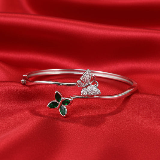 Silver Dual Butterfly Wrap Bracelet For Her