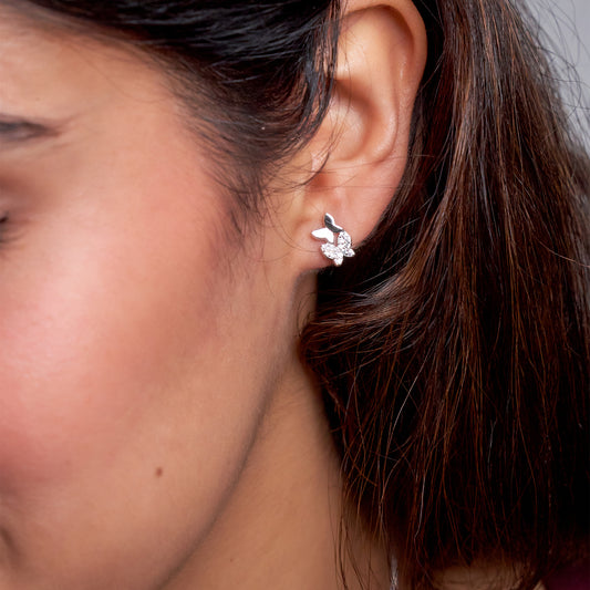 Silver Radiant Butterfly Layered necklace and earrings set