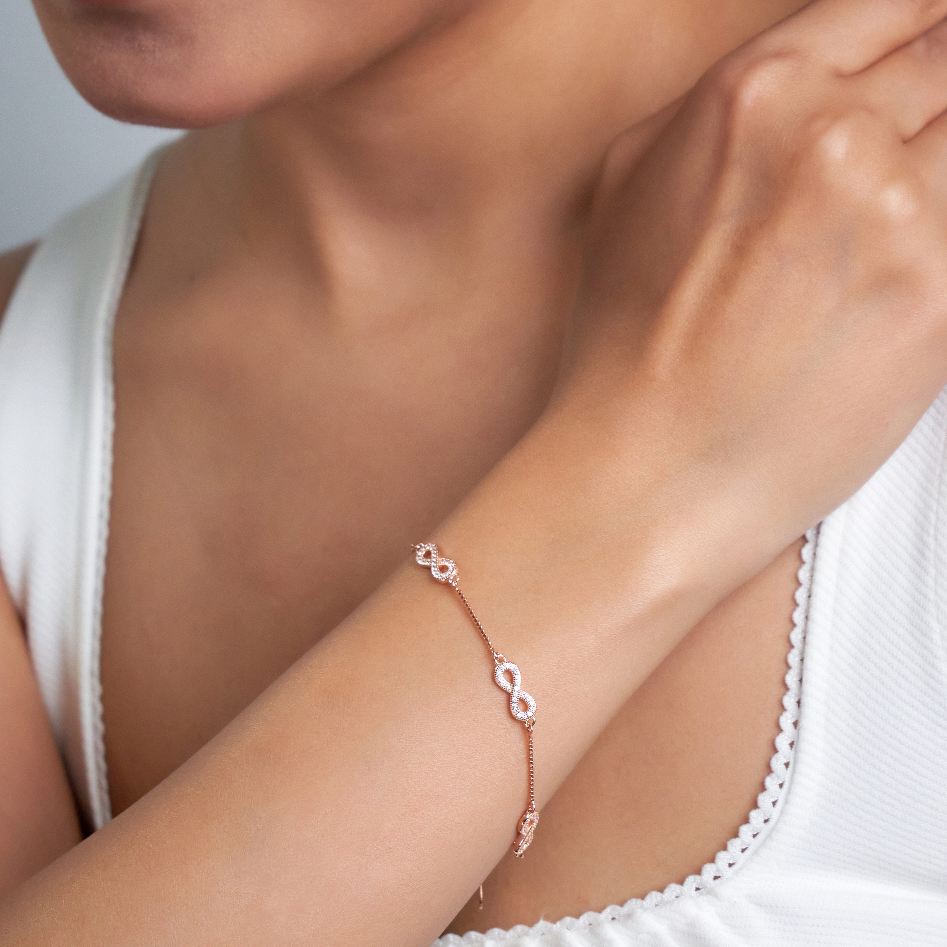 Rose gold Multi infinity Box chain Bracelet for her