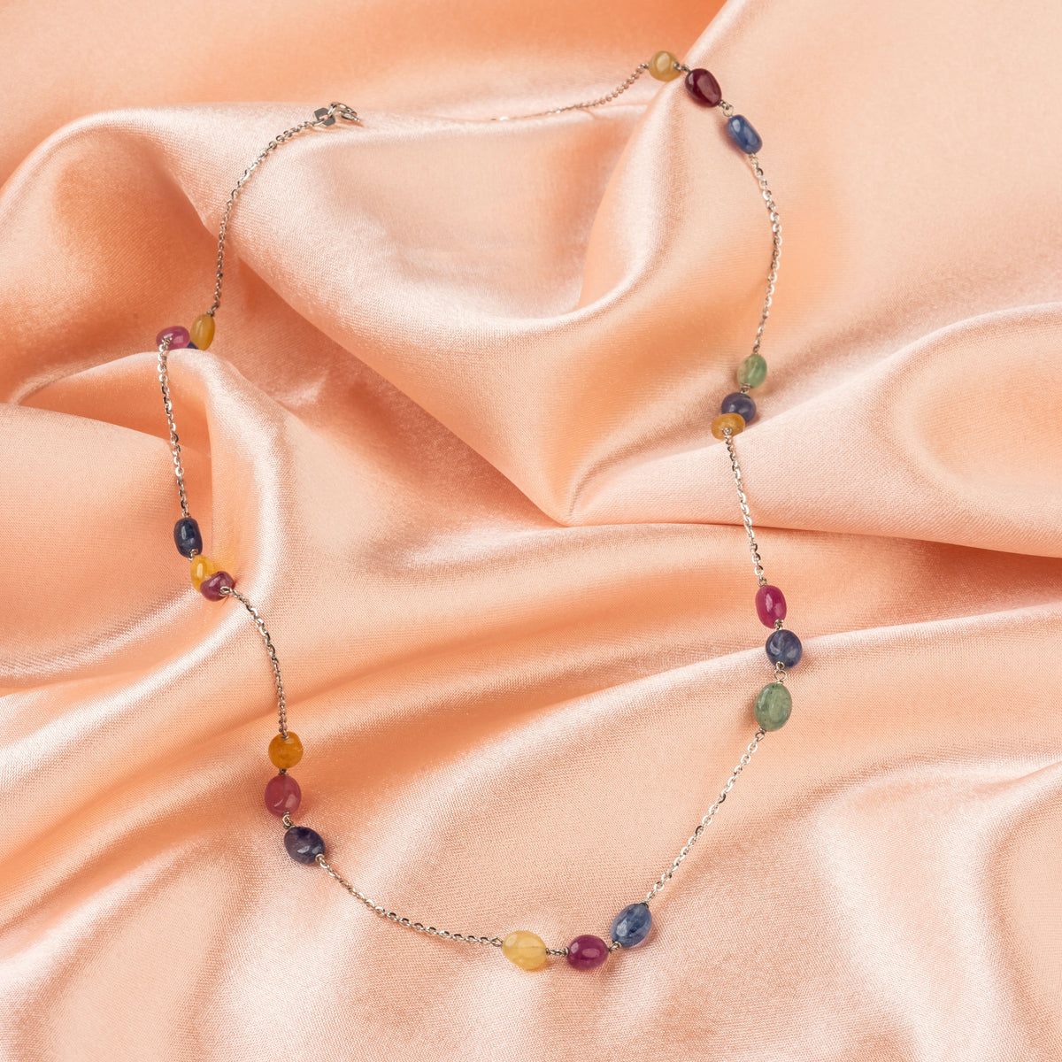 Multicolored Gemstone Trinity Sterling silver Necklace
