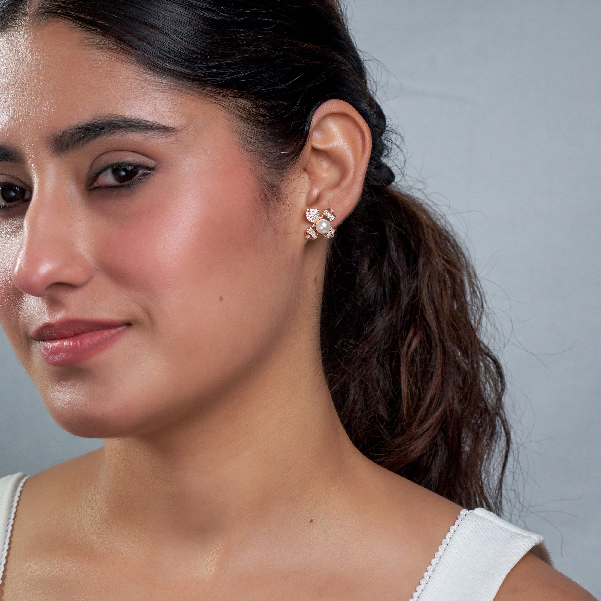 Rose Gold Pearl with Floral Design