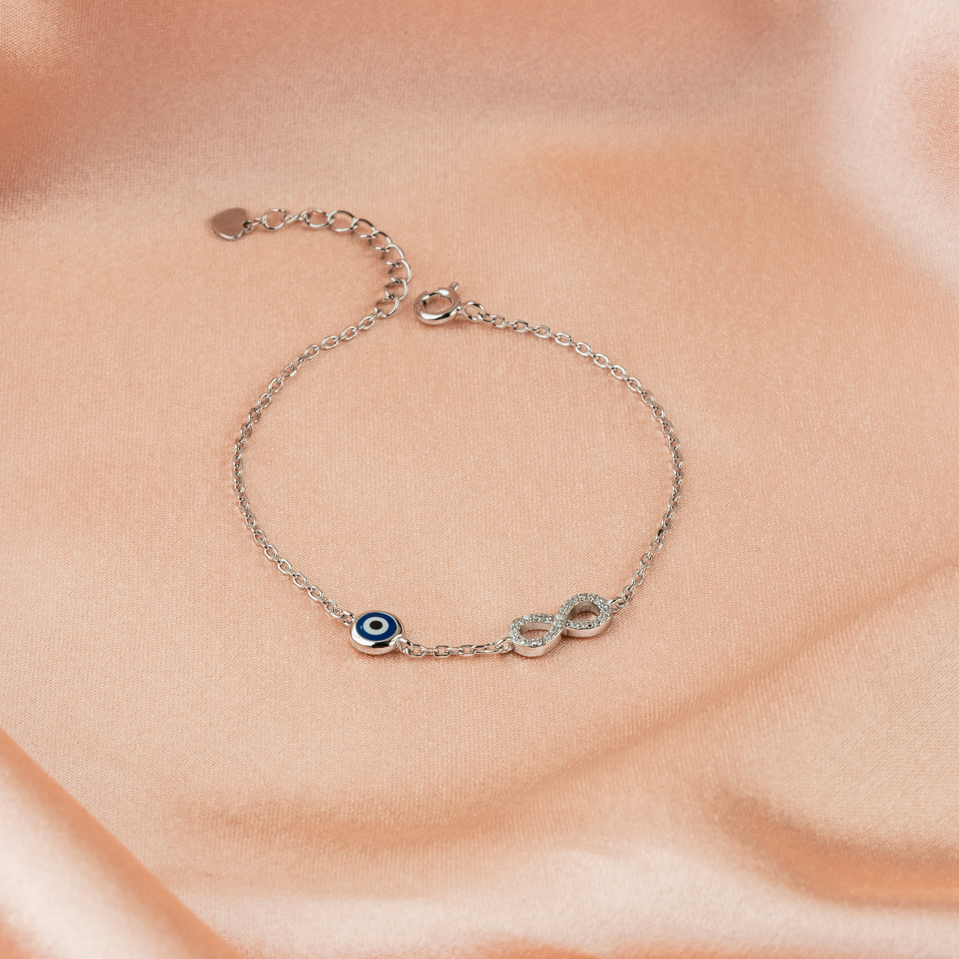 Pure Silver Infinite Protection Evil Eye Bracelet