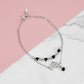 Silver Double Layered Black Heart Charm Bracelet with Crown Infinity