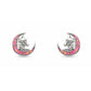 Silver Pink Paradise Unicorn Studs Earrings