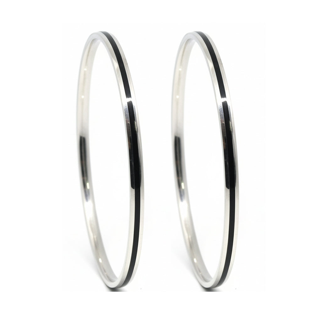 Silver Classic Black Trendy Bangles