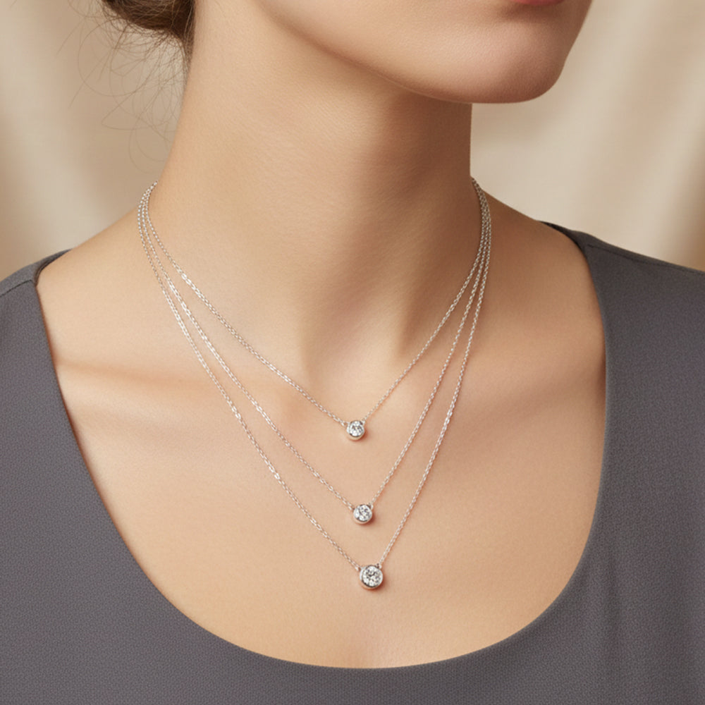 Silver Classic Versatile Tripple Layer Necklace