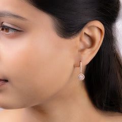 Rose Gold Round cut Drop Earrings
