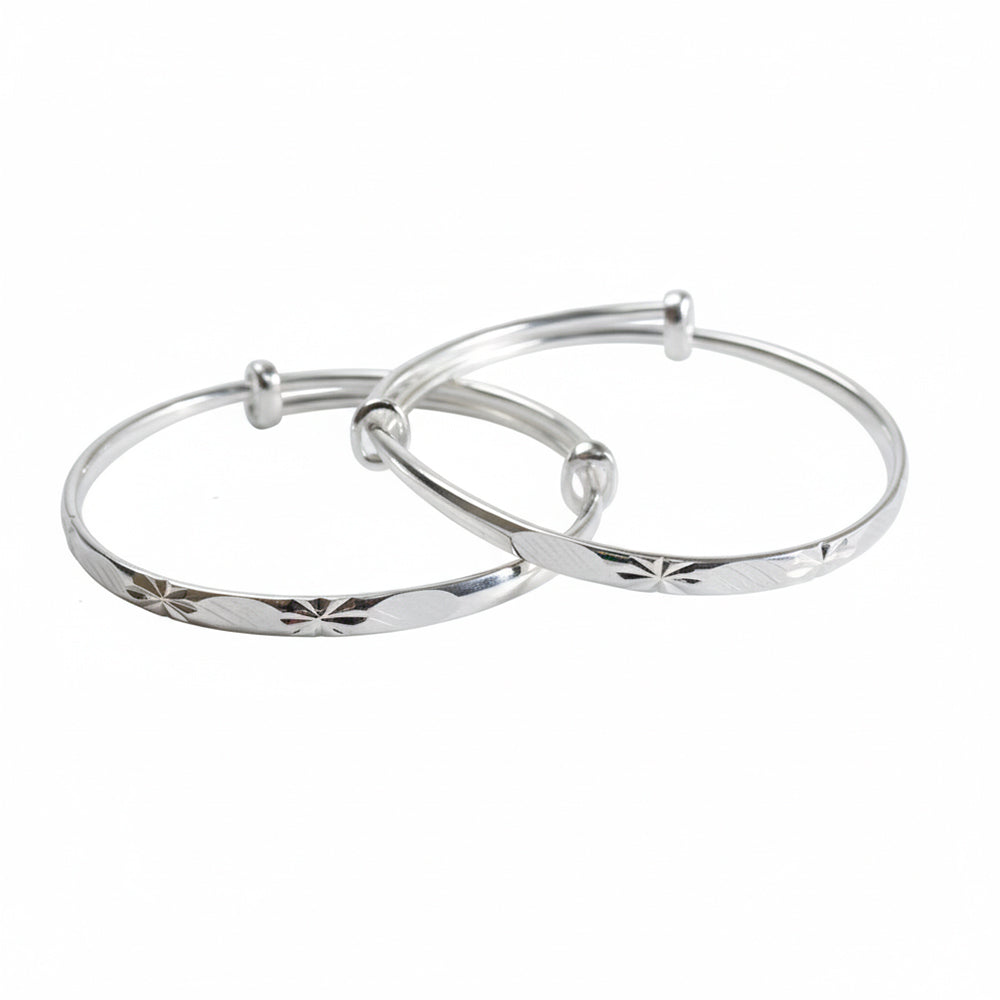 999 Silver Brilliant cutting Design Adjustable Baby bracelet (Kada)