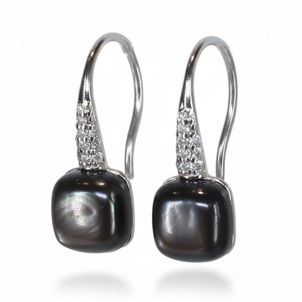 Silver Luminous Twist Hook Earrings