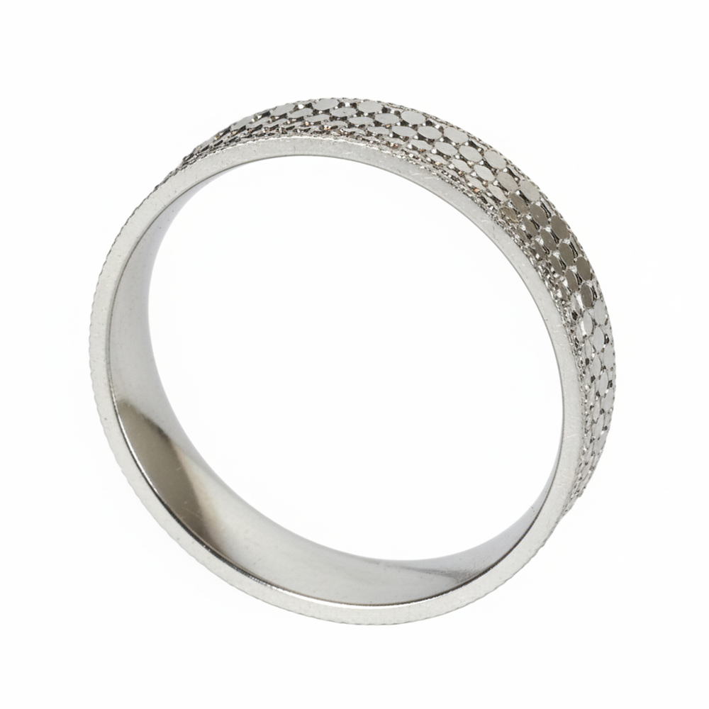 Silver Men's Modern Honeycomb Design Band
