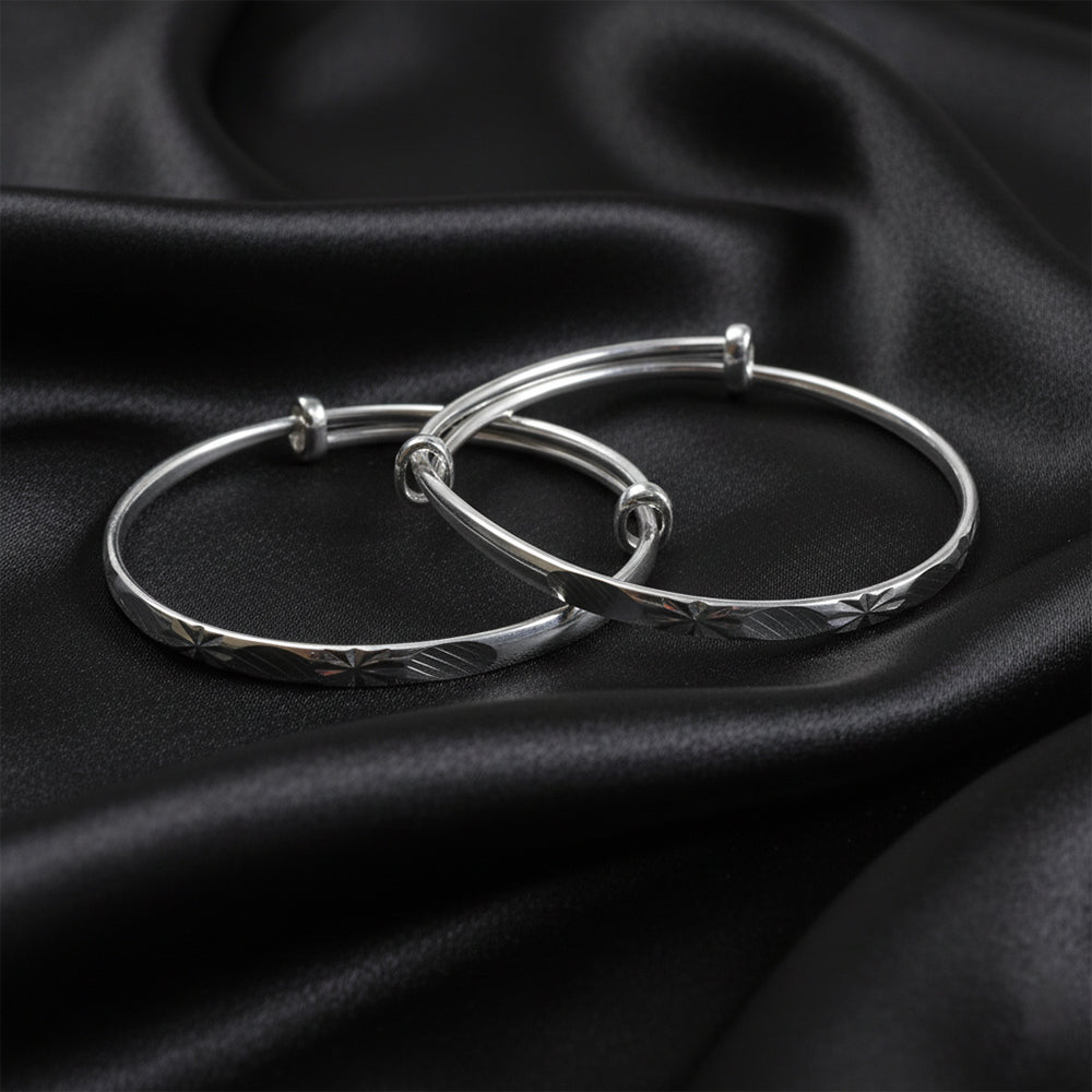 999 Silver Brilliant cutting Design Adjustable Baby bracelet (Kada)