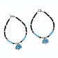 Silver Peacock Charm Black Beaded Baby Bracelet