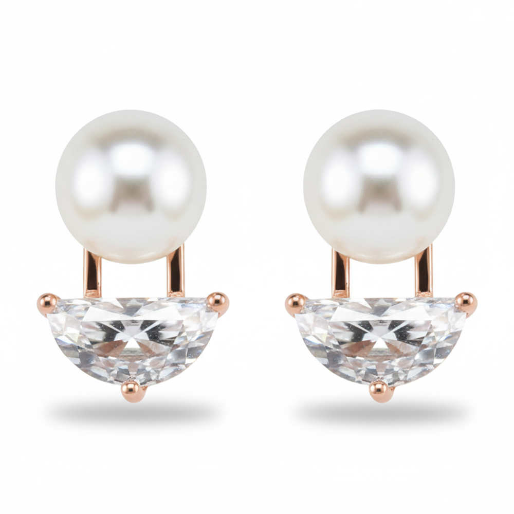 Rose Gold Chic Pearl Drop Studs
