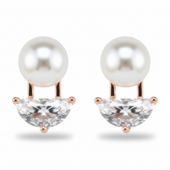 Rose Gold Chic Pearl Drop Studs
