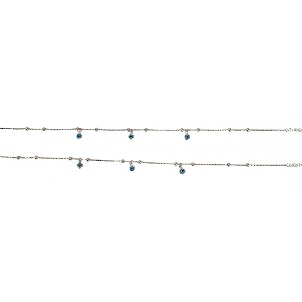 Silver Sleek and delicate  Evil eye Anklet For her