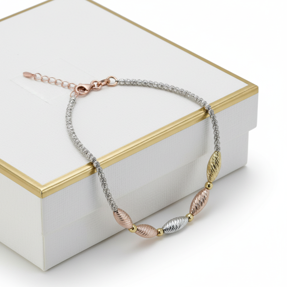 Rice shaped TriColor Bracelet